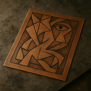 a brown square with a design on it