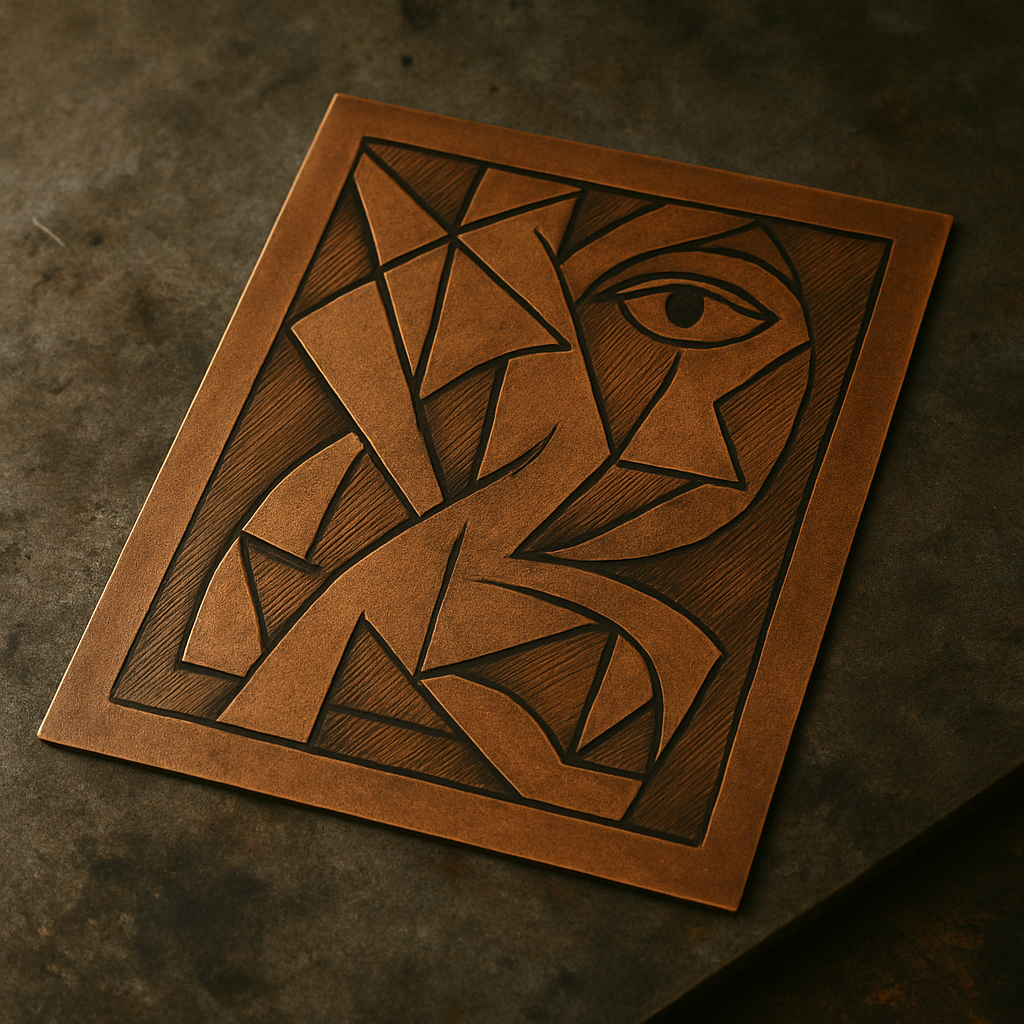 a brown square with a design on it