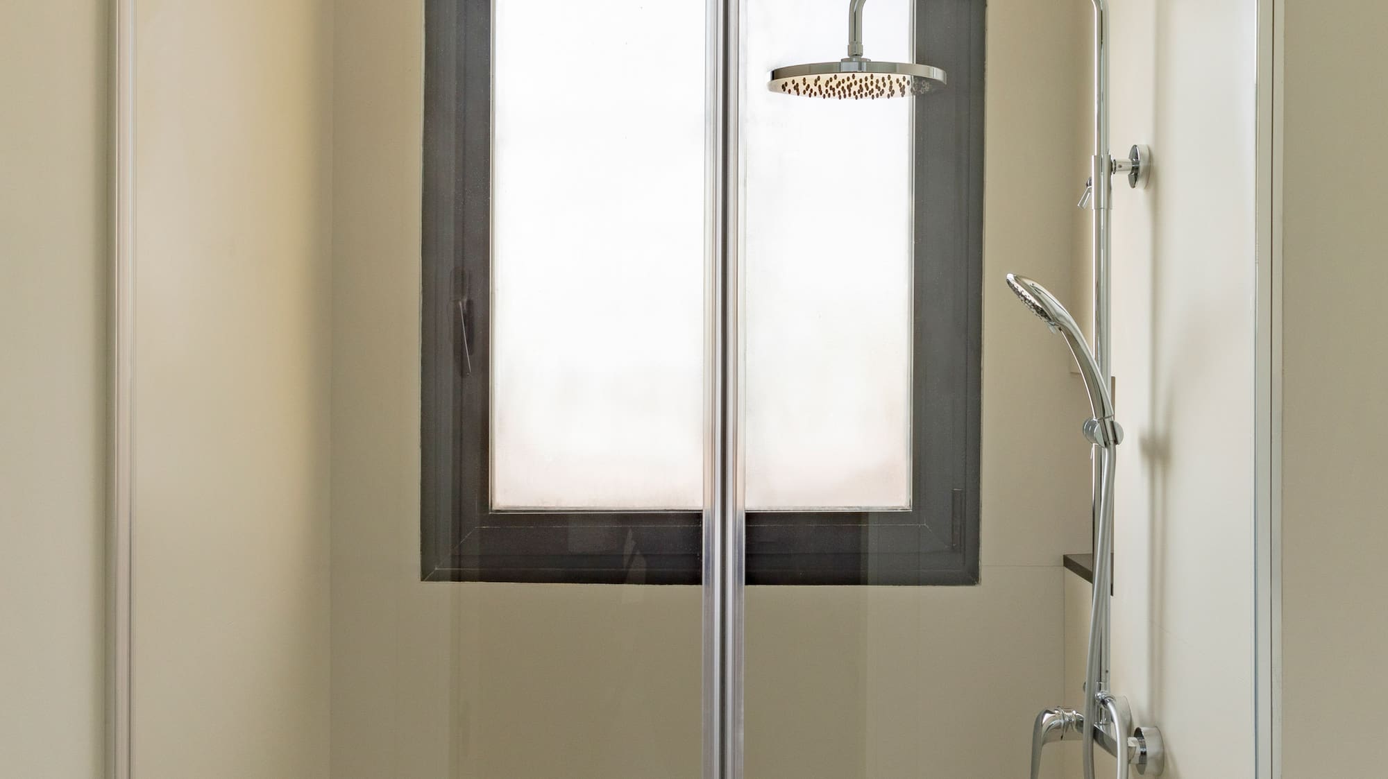 a shower with a window