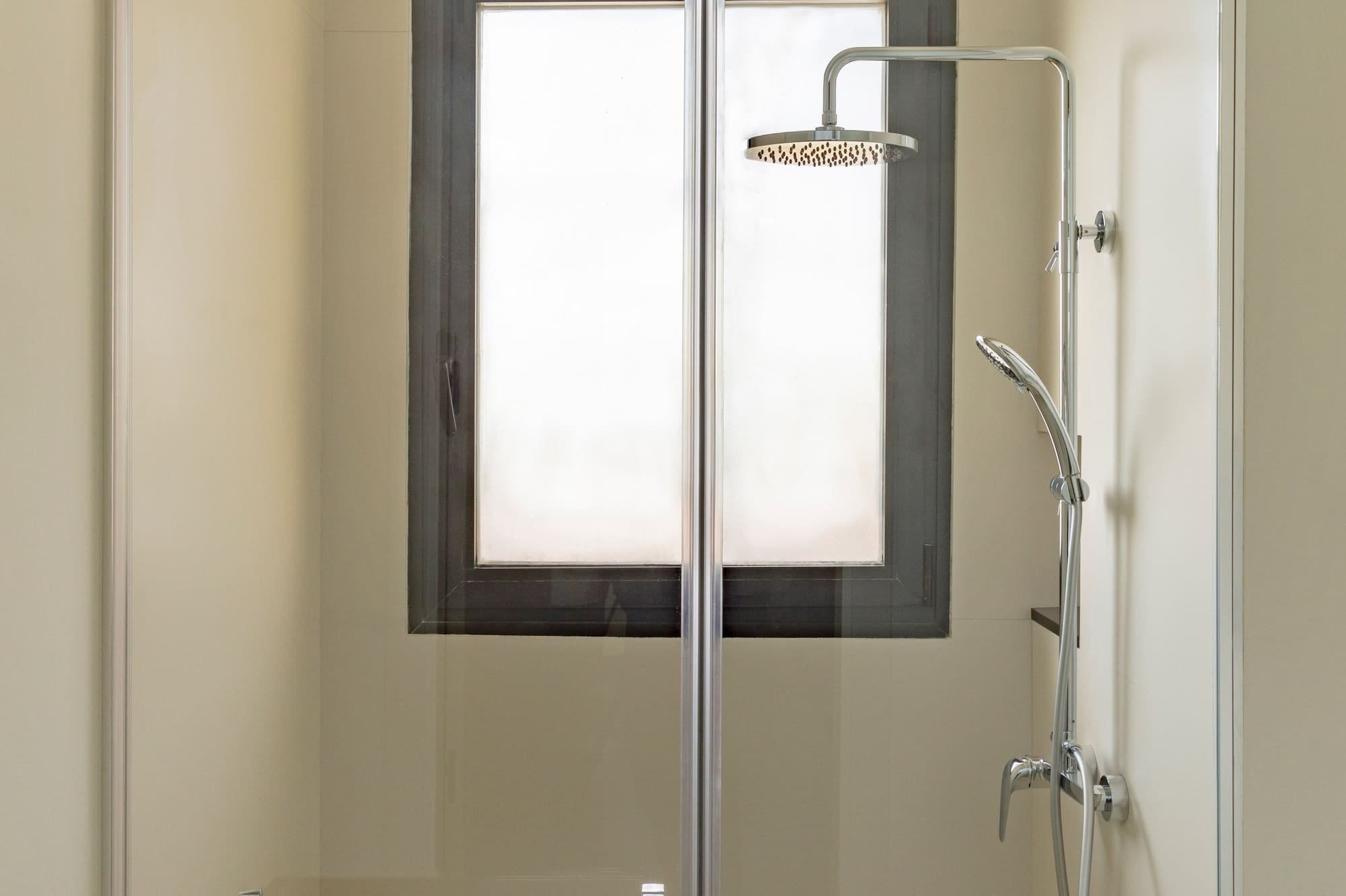 a shower with a window