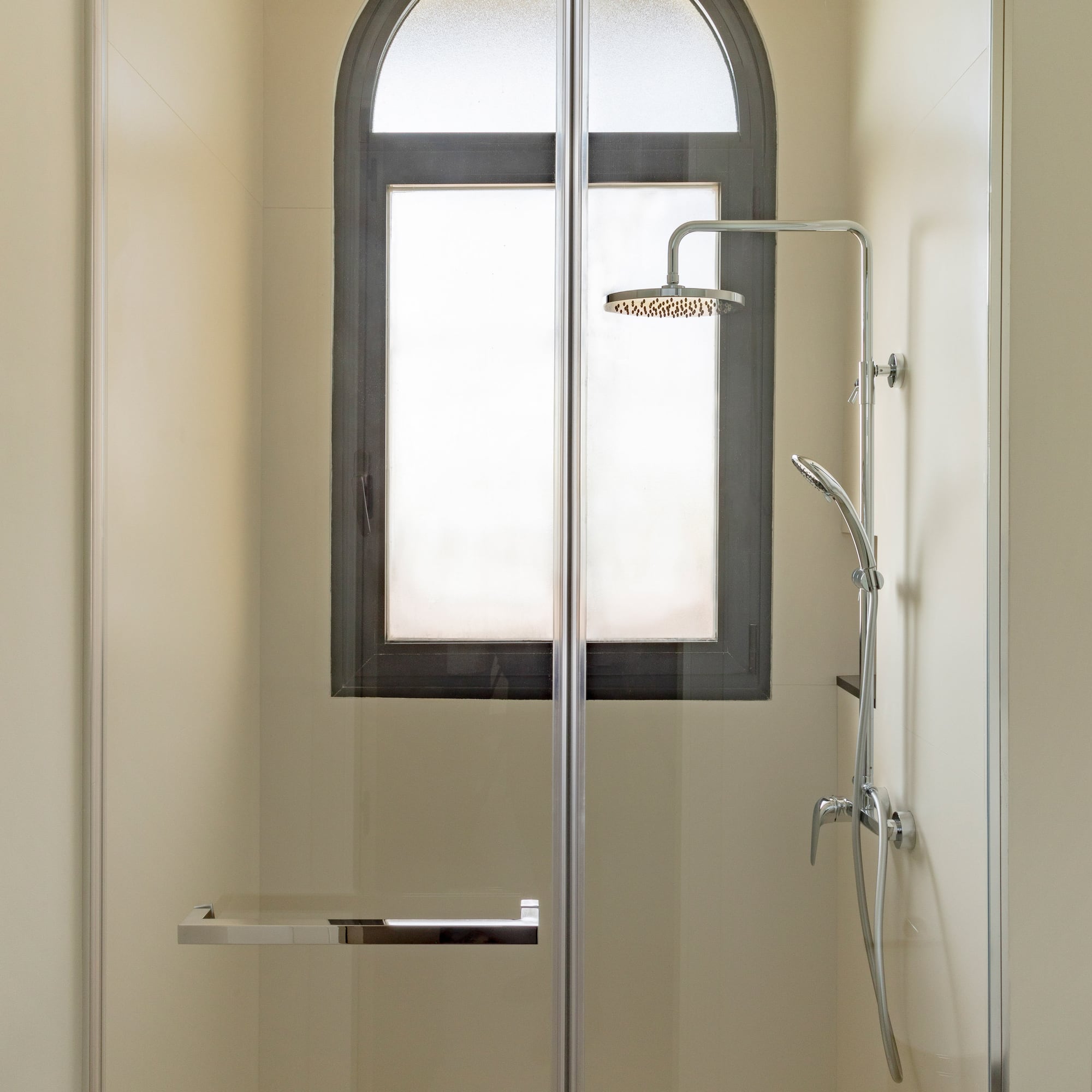 a shower with a window