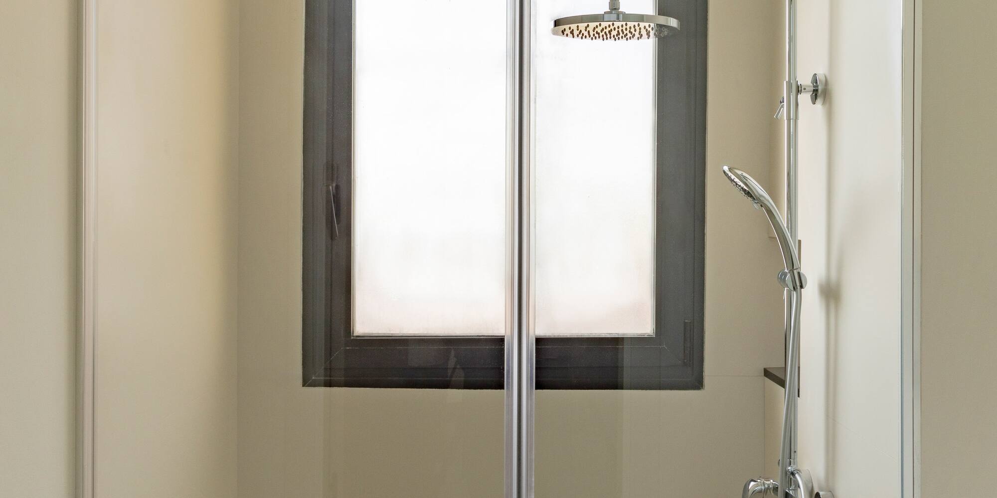 a shower with a window