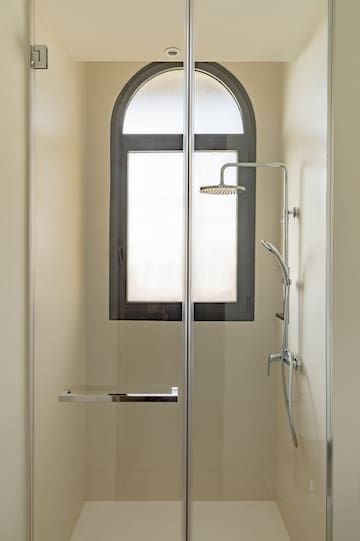 a shower with a window