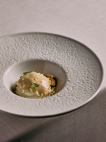 a plate with food on it