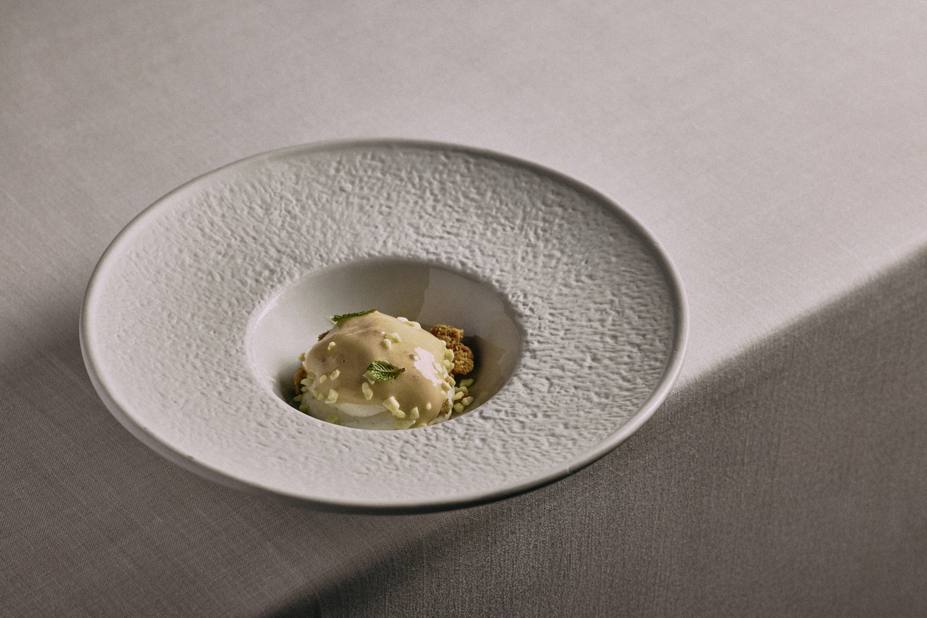 a plate with food on it