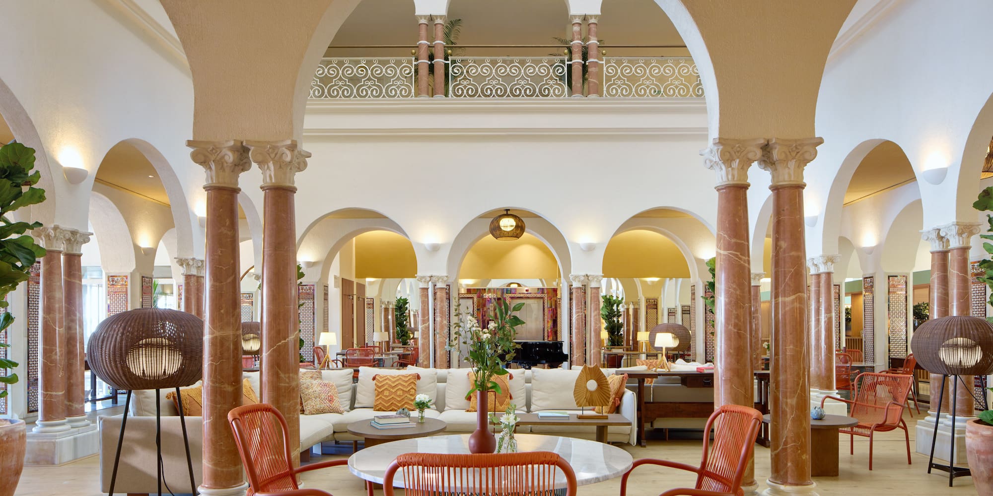 a room with a table and chairs