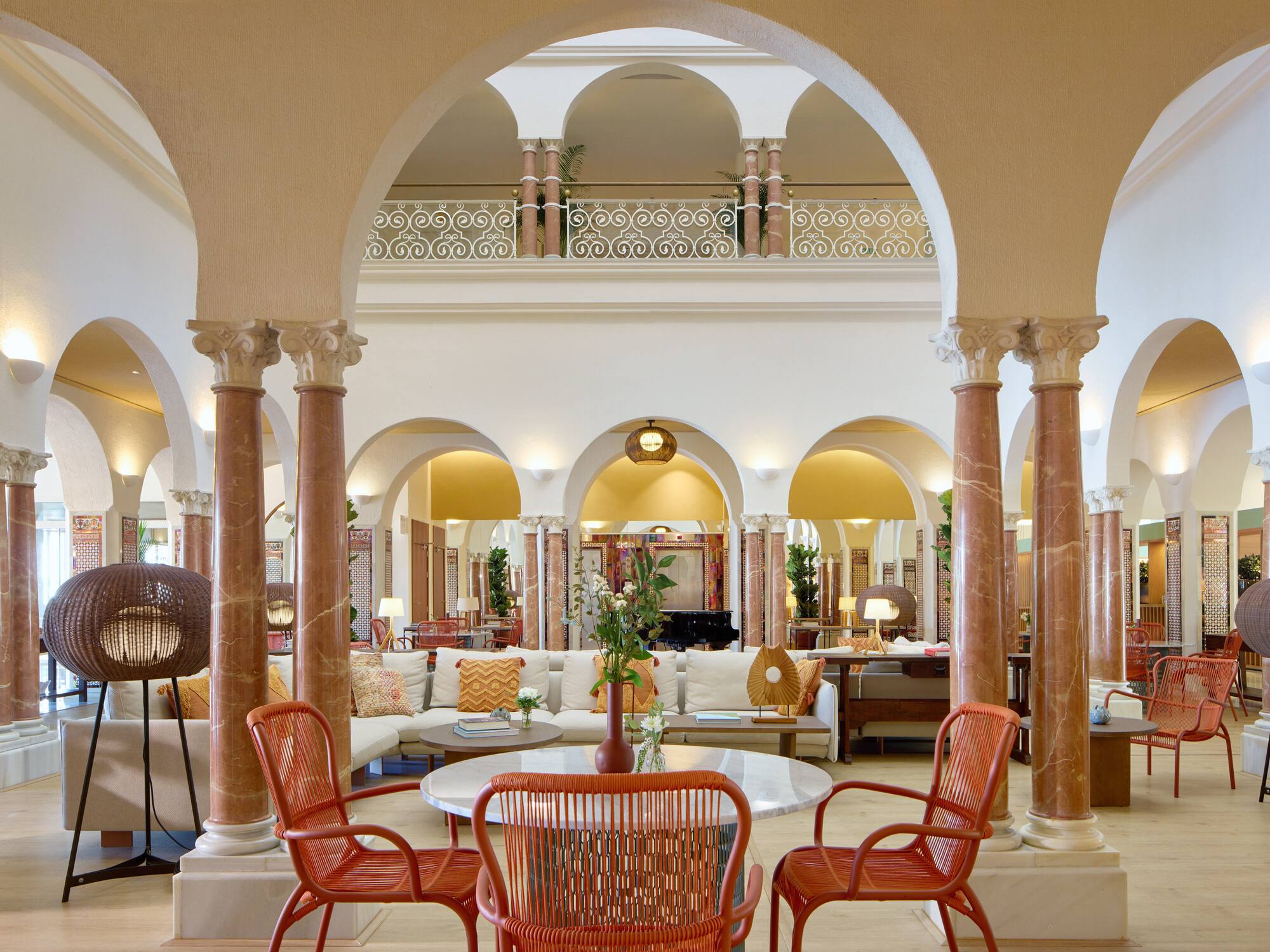 a room with a table and chairs