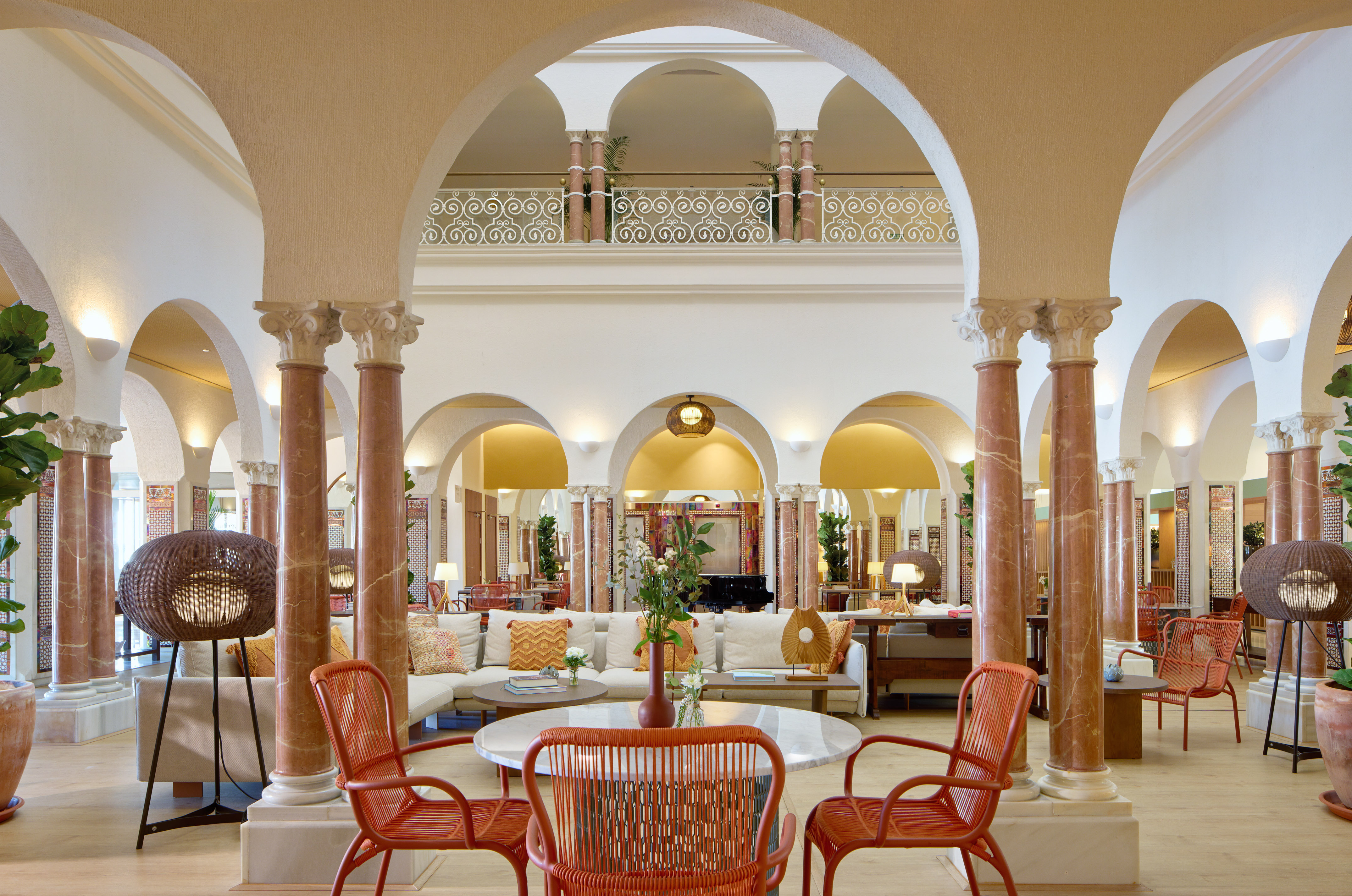 a room with a table and chairs