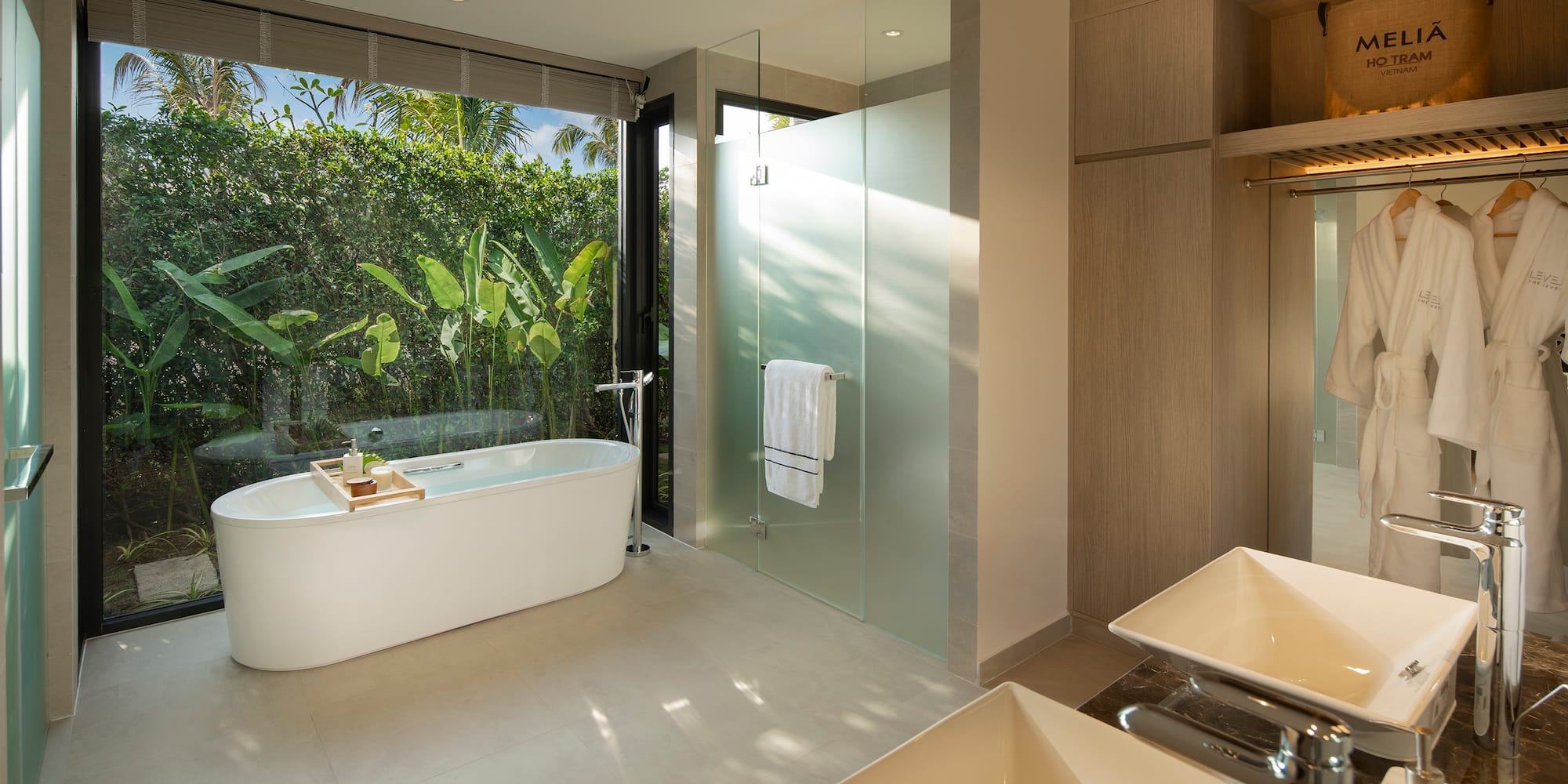 a bathroom with a tub and sink