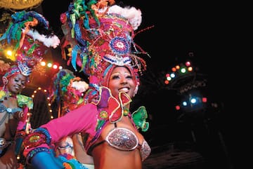 a woman in a colorful garment