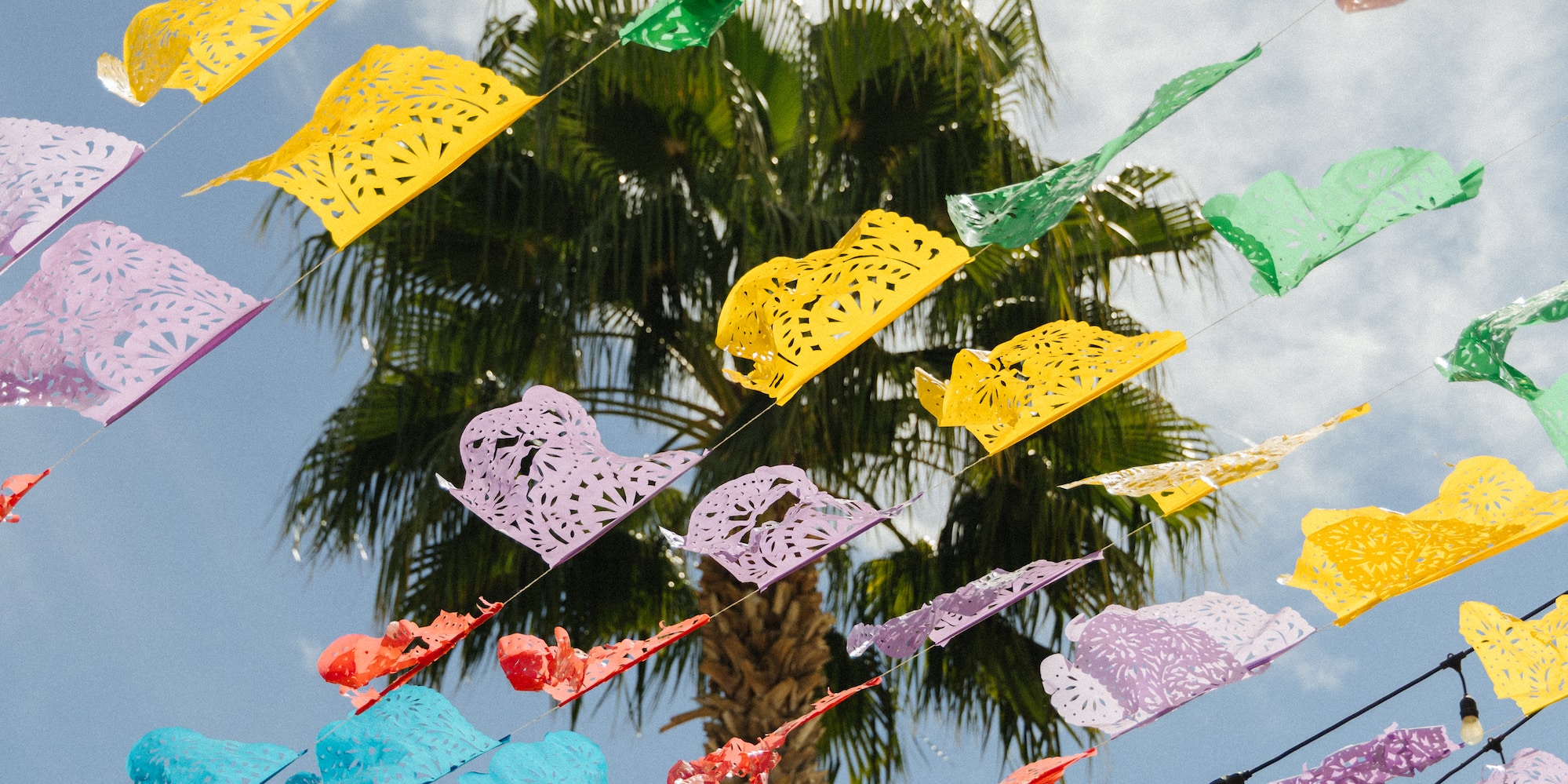 a colorful flags from wires