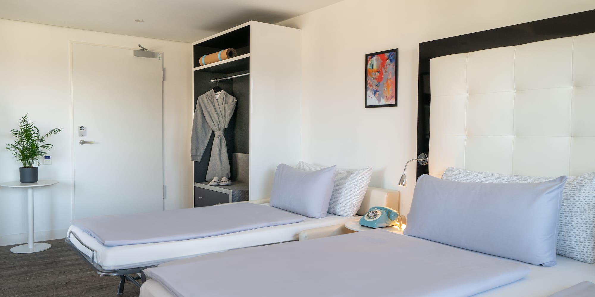 a room with two beds