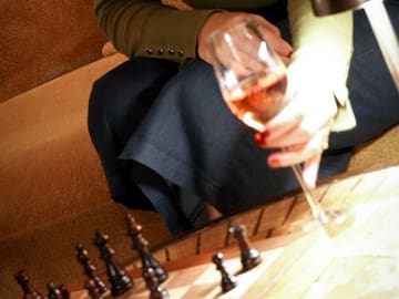 a person holding a glass of wine