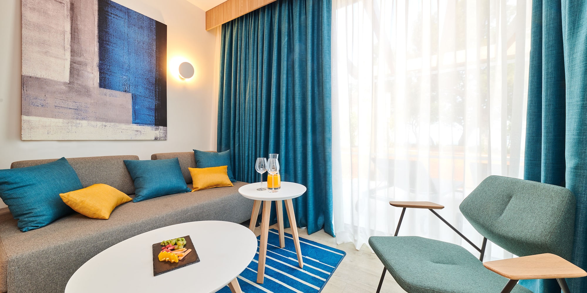 a room with a couch and a table