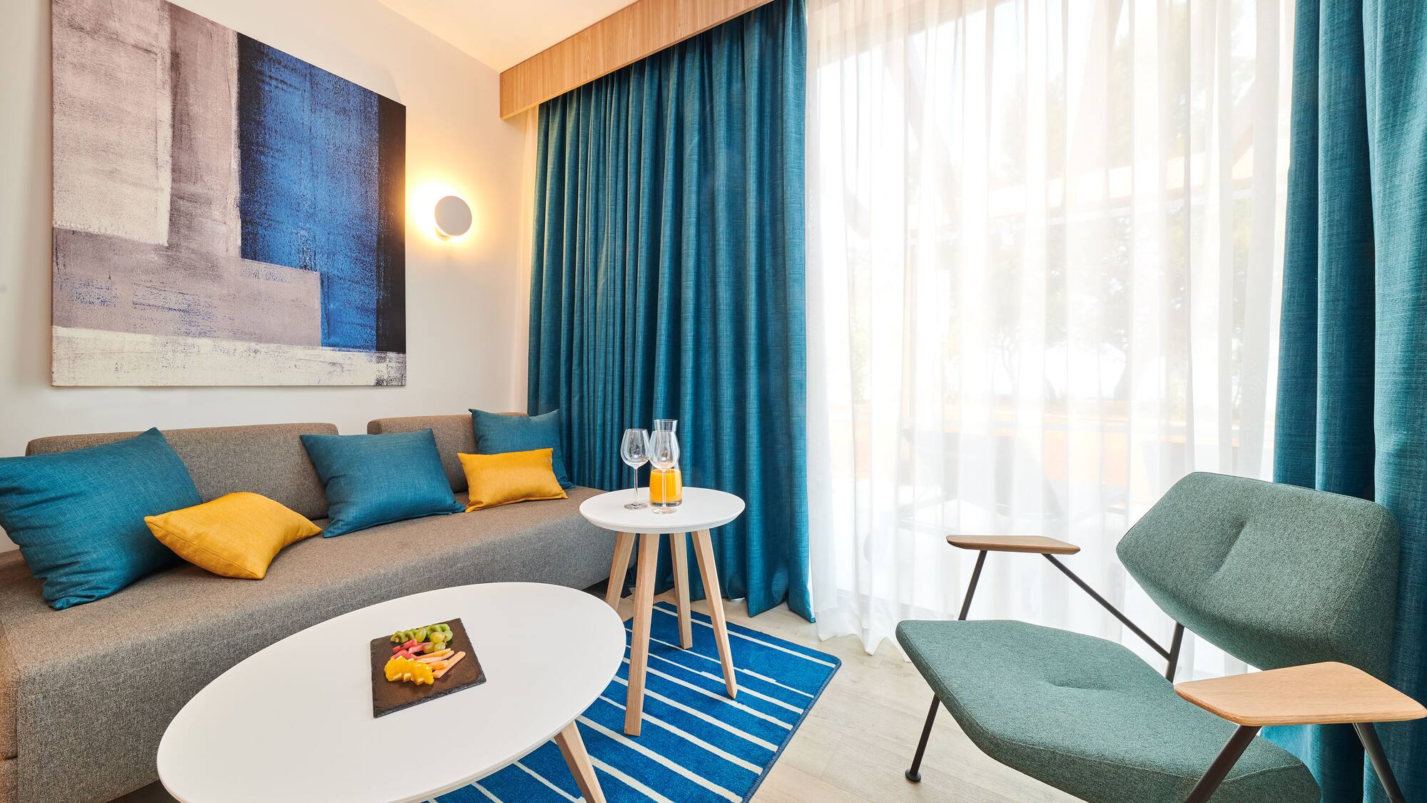 a room with a couch and a table