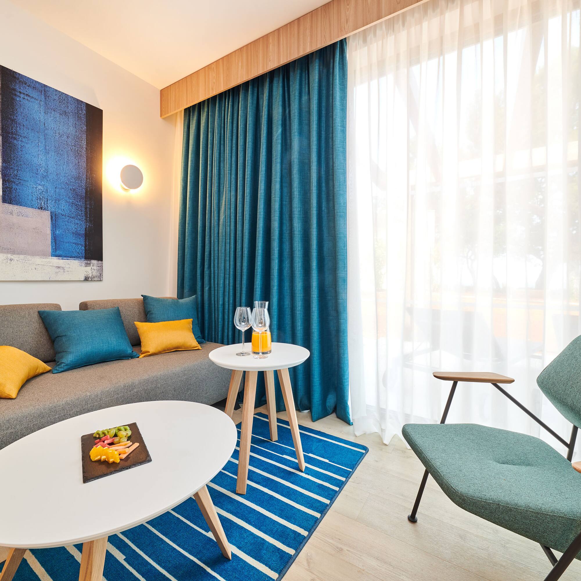 a room with a couch and a table