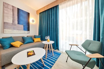 a room with a couch and a table