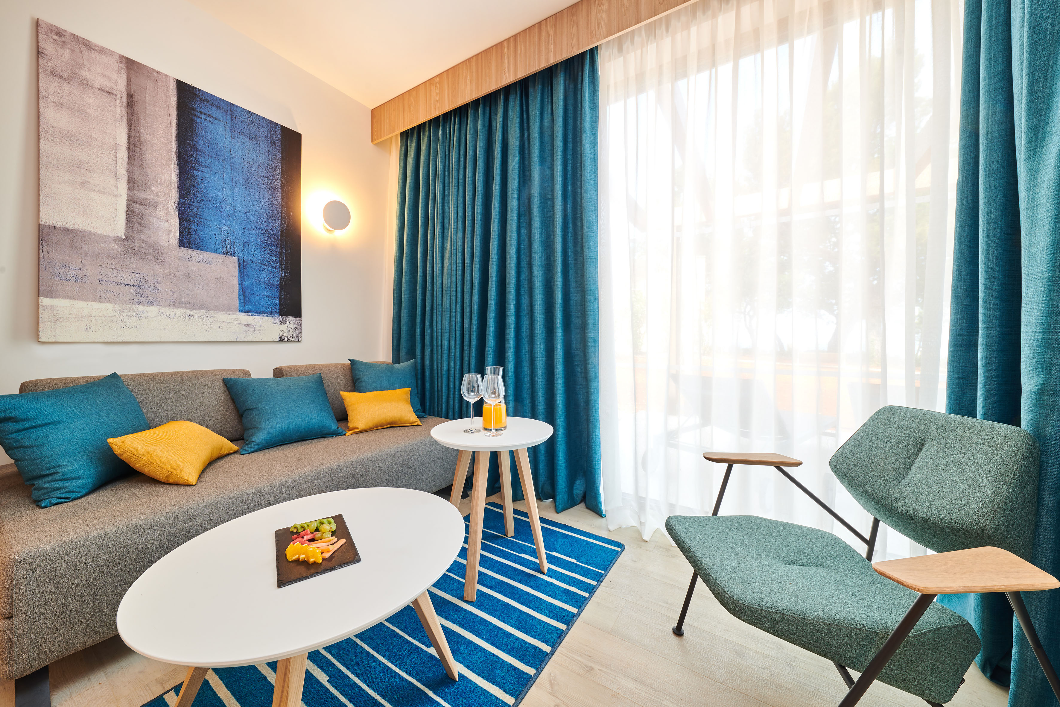 a room with a couch and a table