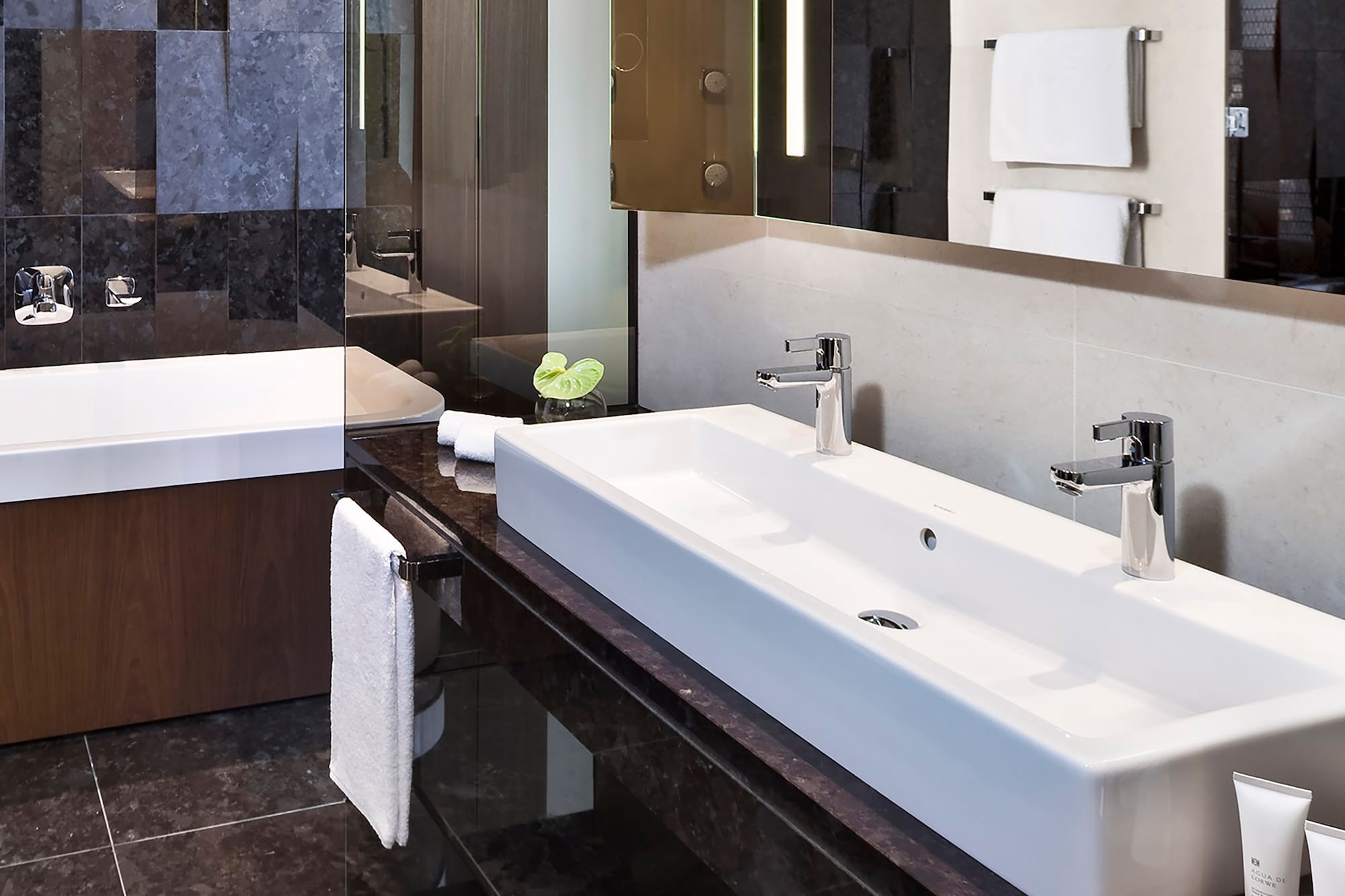 a bathroom with a sink and a tub