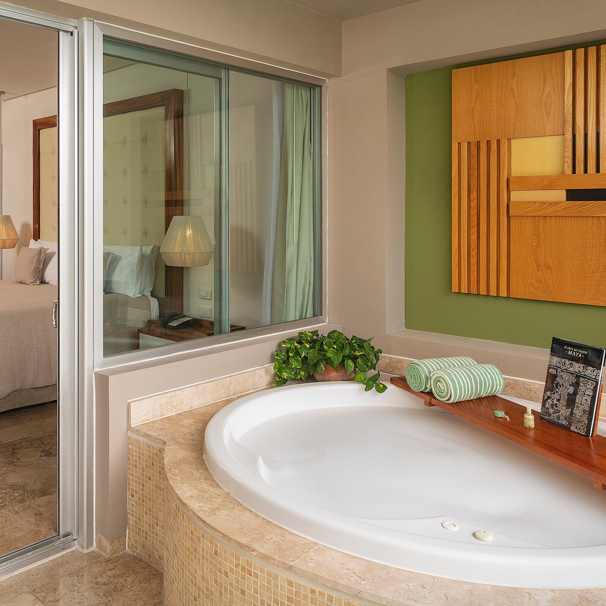 a bathtub in a bathroom