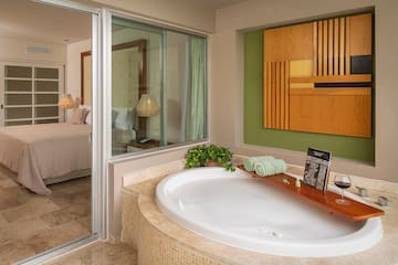 a bathtub in a bathroom