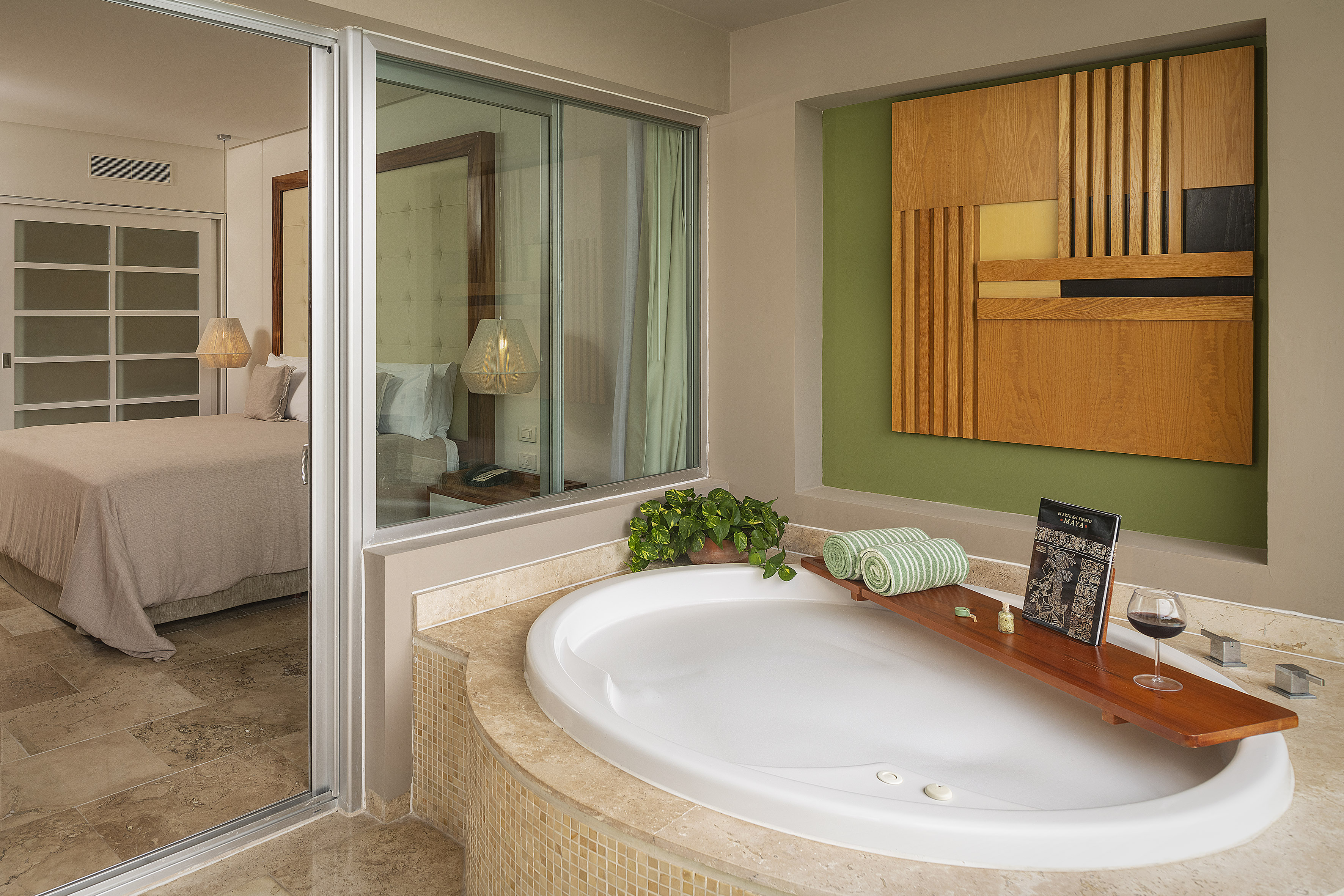 a bathtub in a bathroom