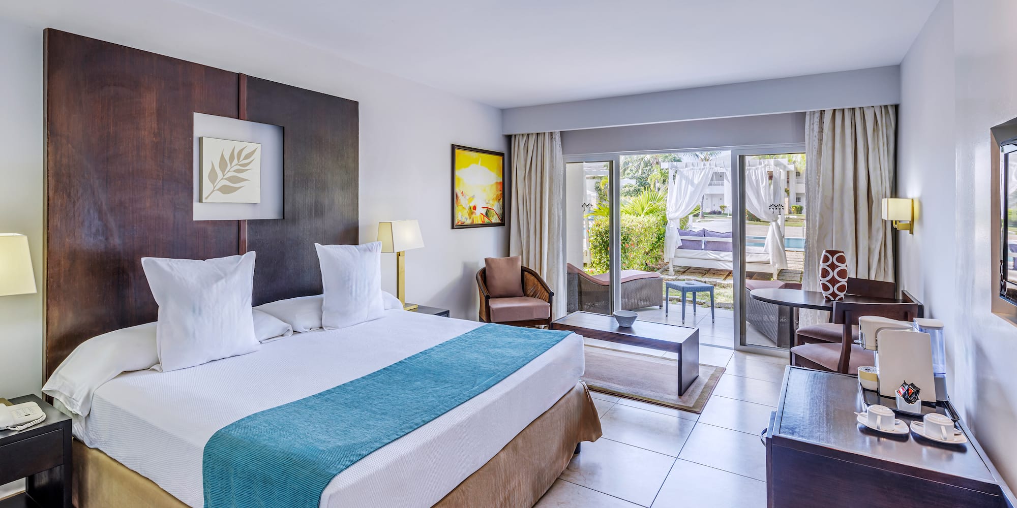 a room with a bed and a table