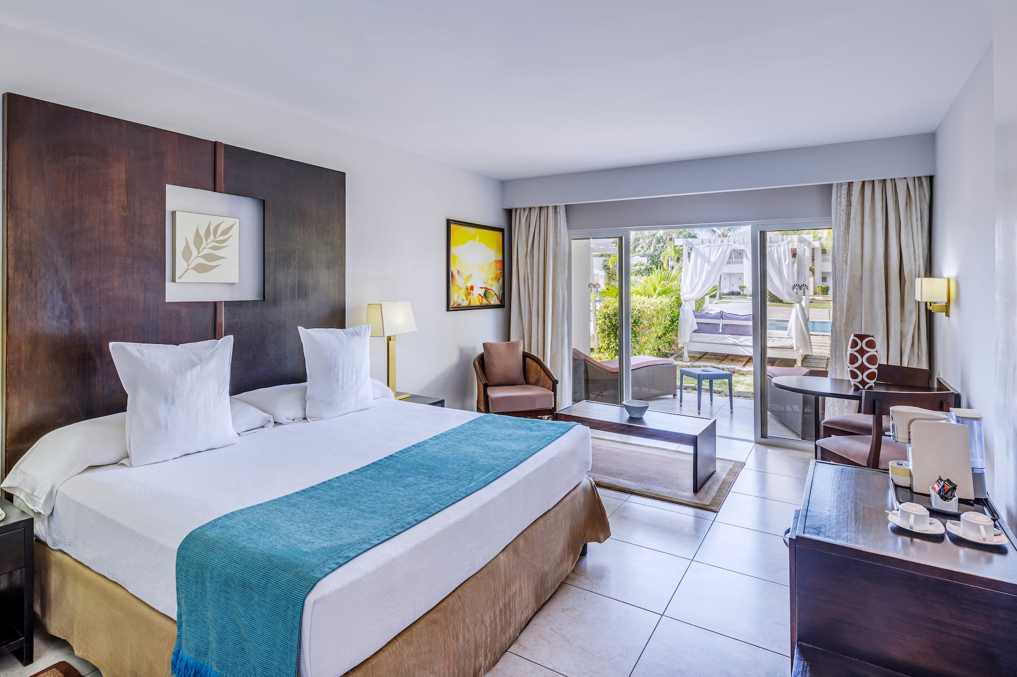 a room with a bed and a table