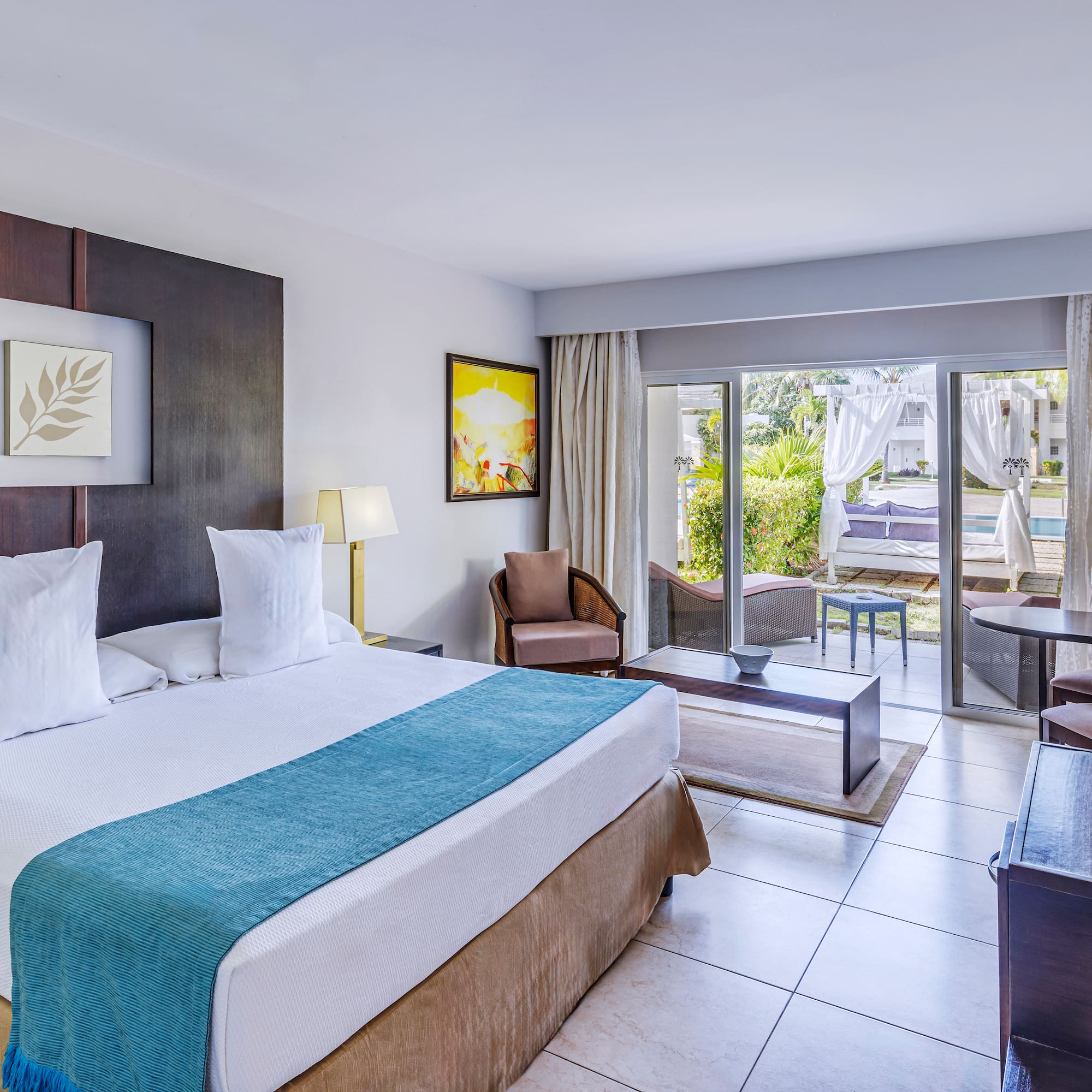 a room with a bed and a table