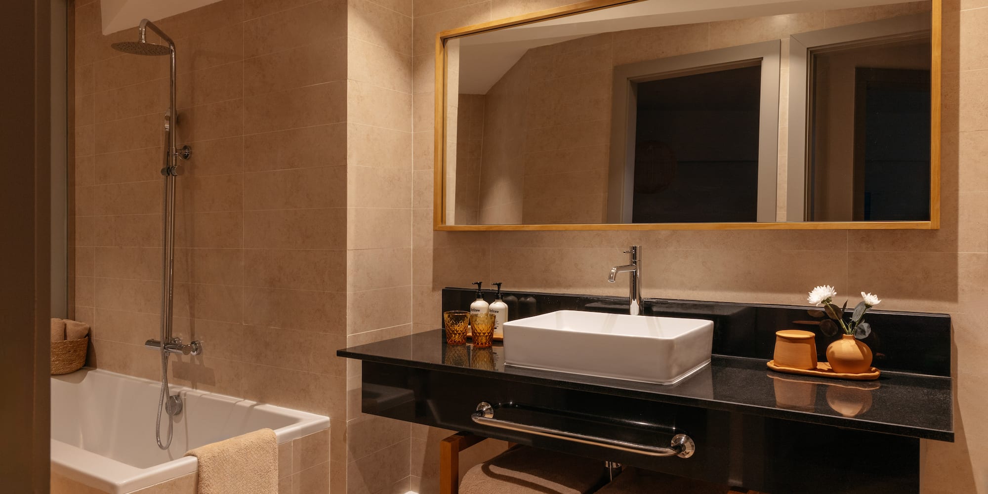 a bathroom with a sink and a bathtub