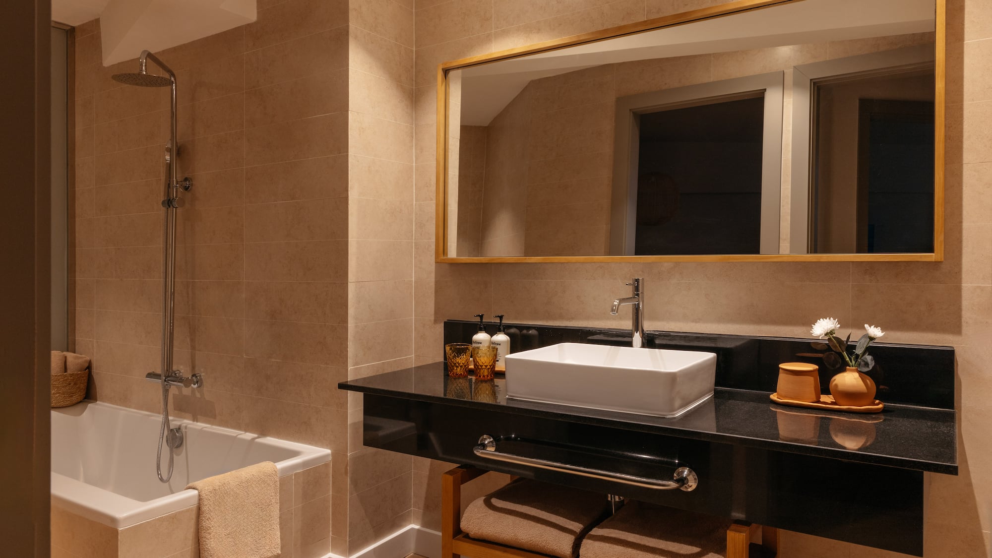 a bathroom with a sink and a bathtub