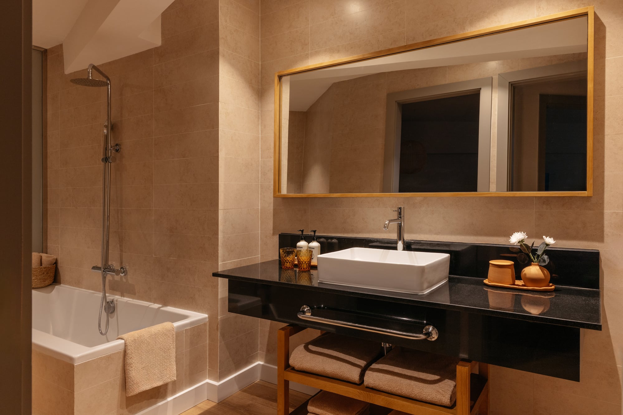 a bathroom with a sink and a bathtub