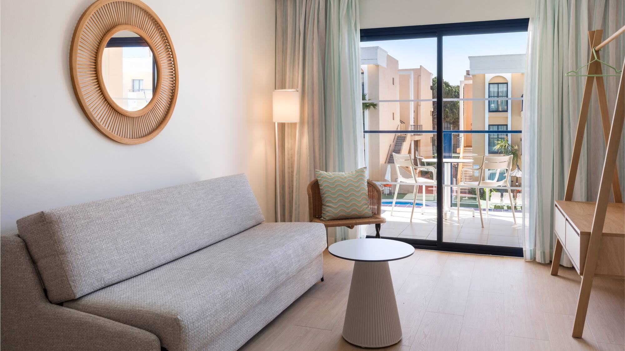 a room with a couch and a table