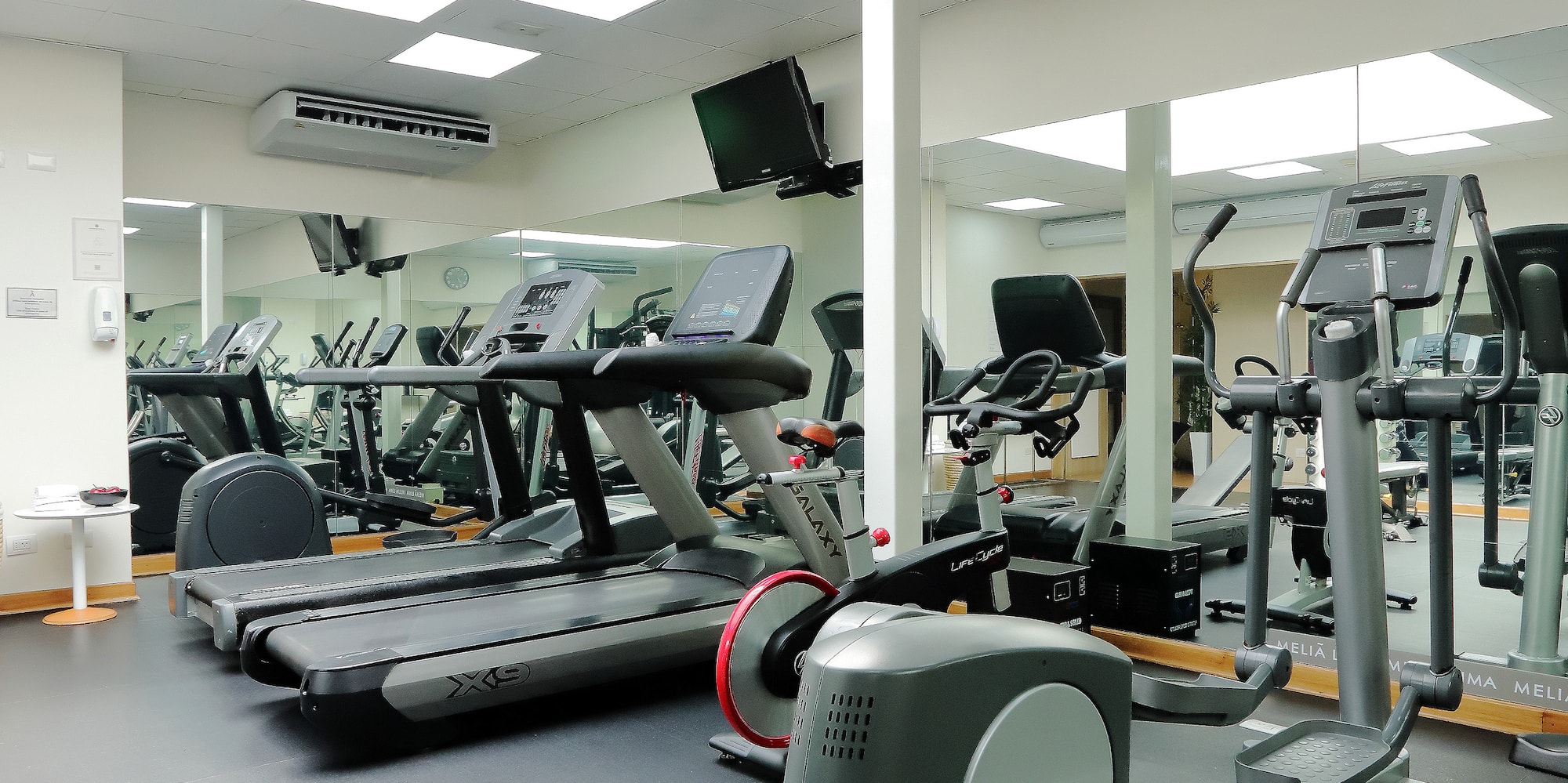 a gym with exercise equipment