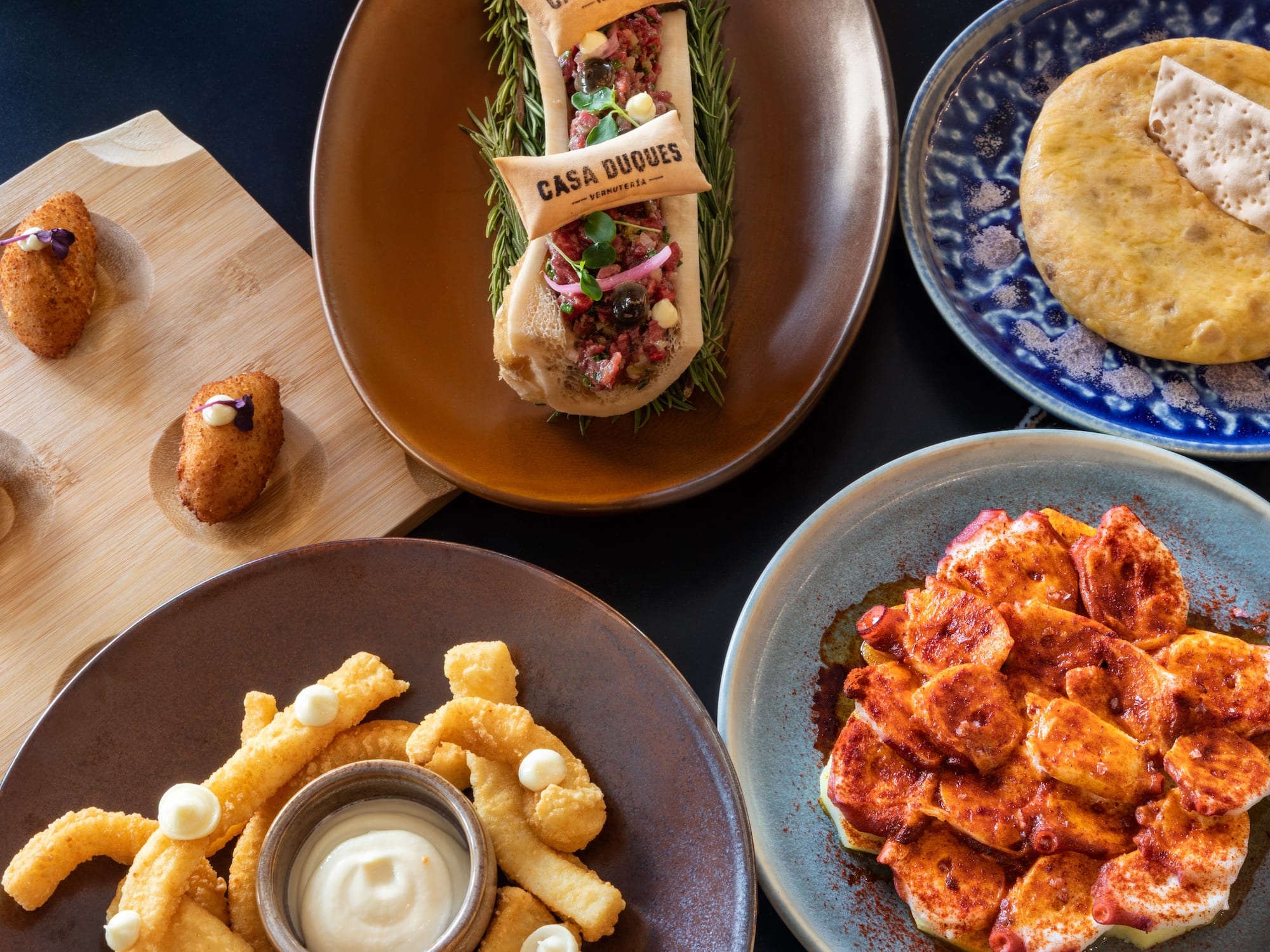 a table with plates of food