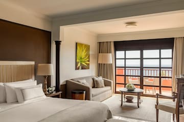 a room with a bed and a fireplace