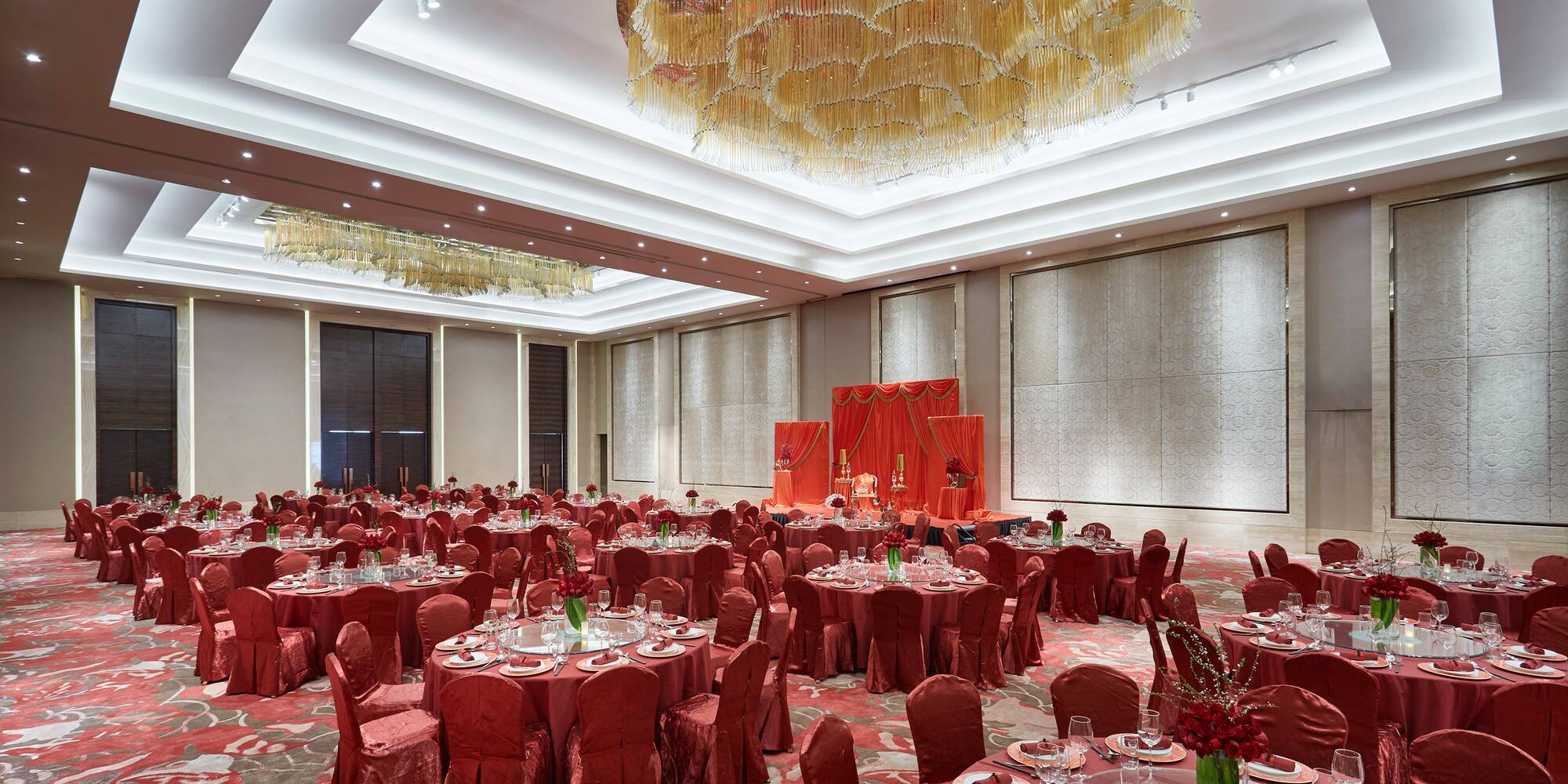 a room with tables and chairs