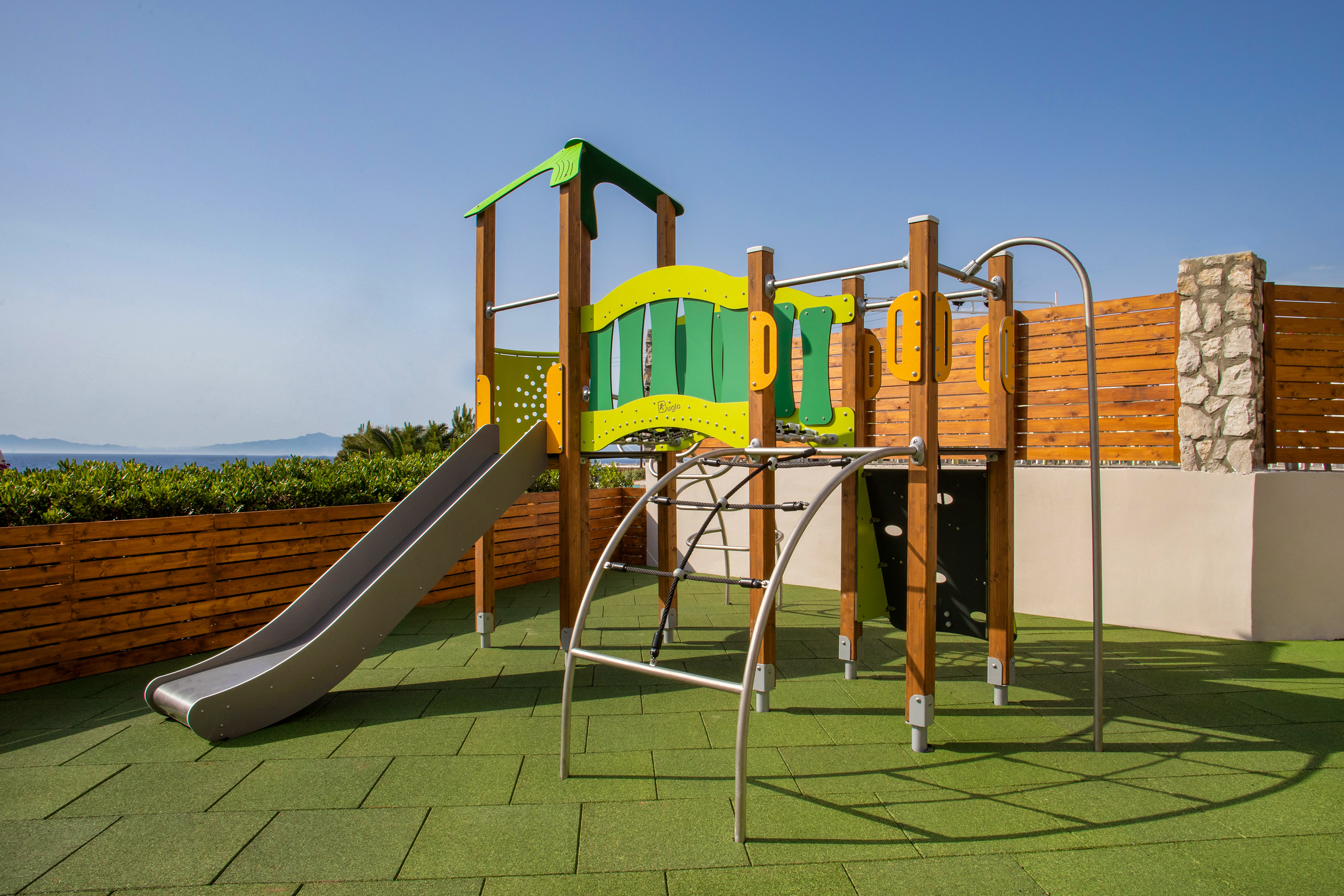 a playground with a slide