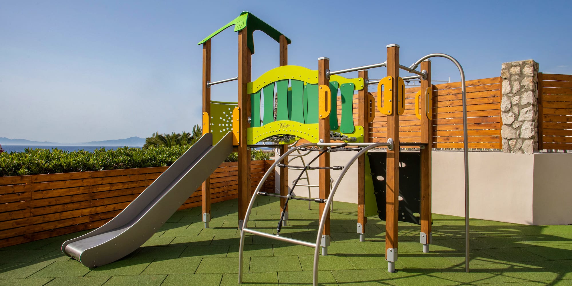 a playground with a slide