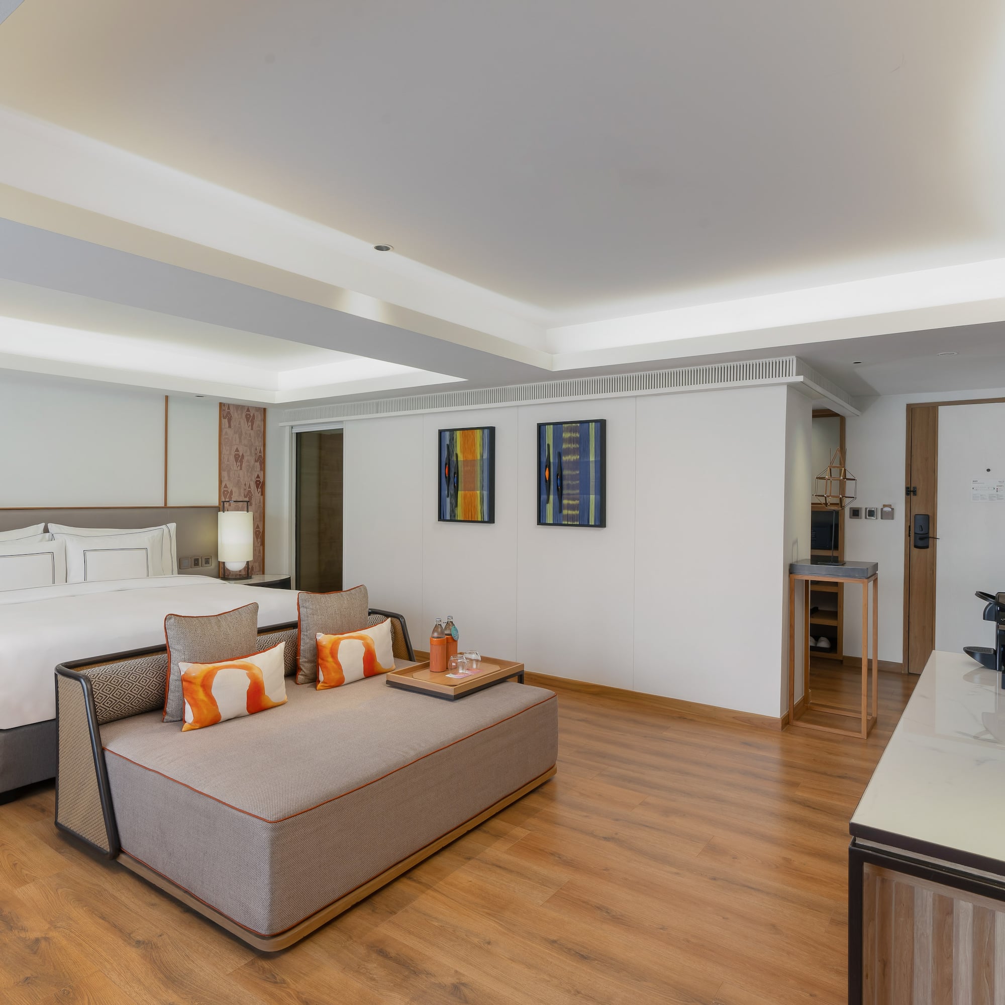 a room with a bed and a couch