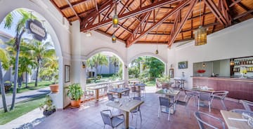 a room with tables and chairs