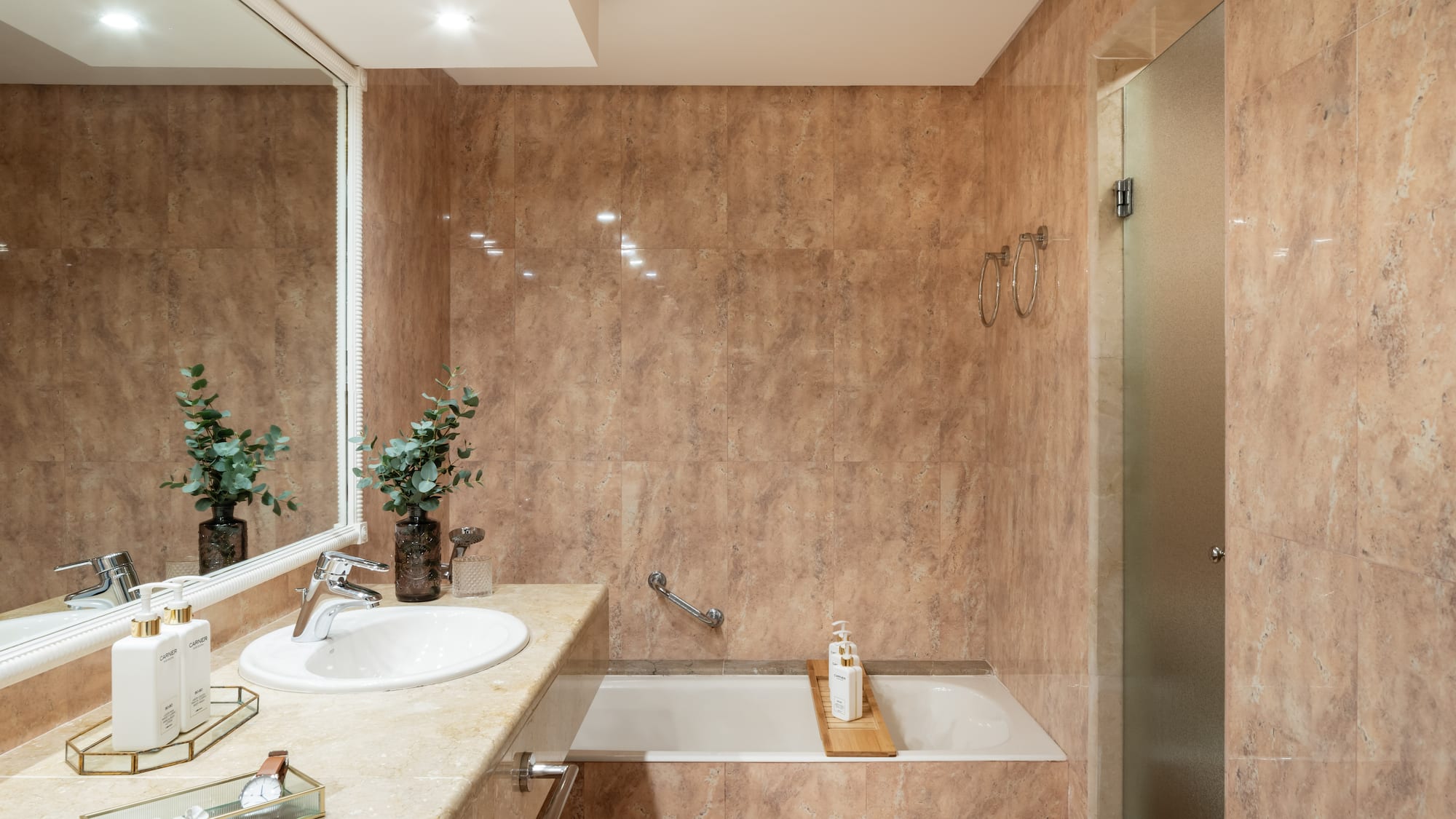 a bathroom with a sink and a bathtub