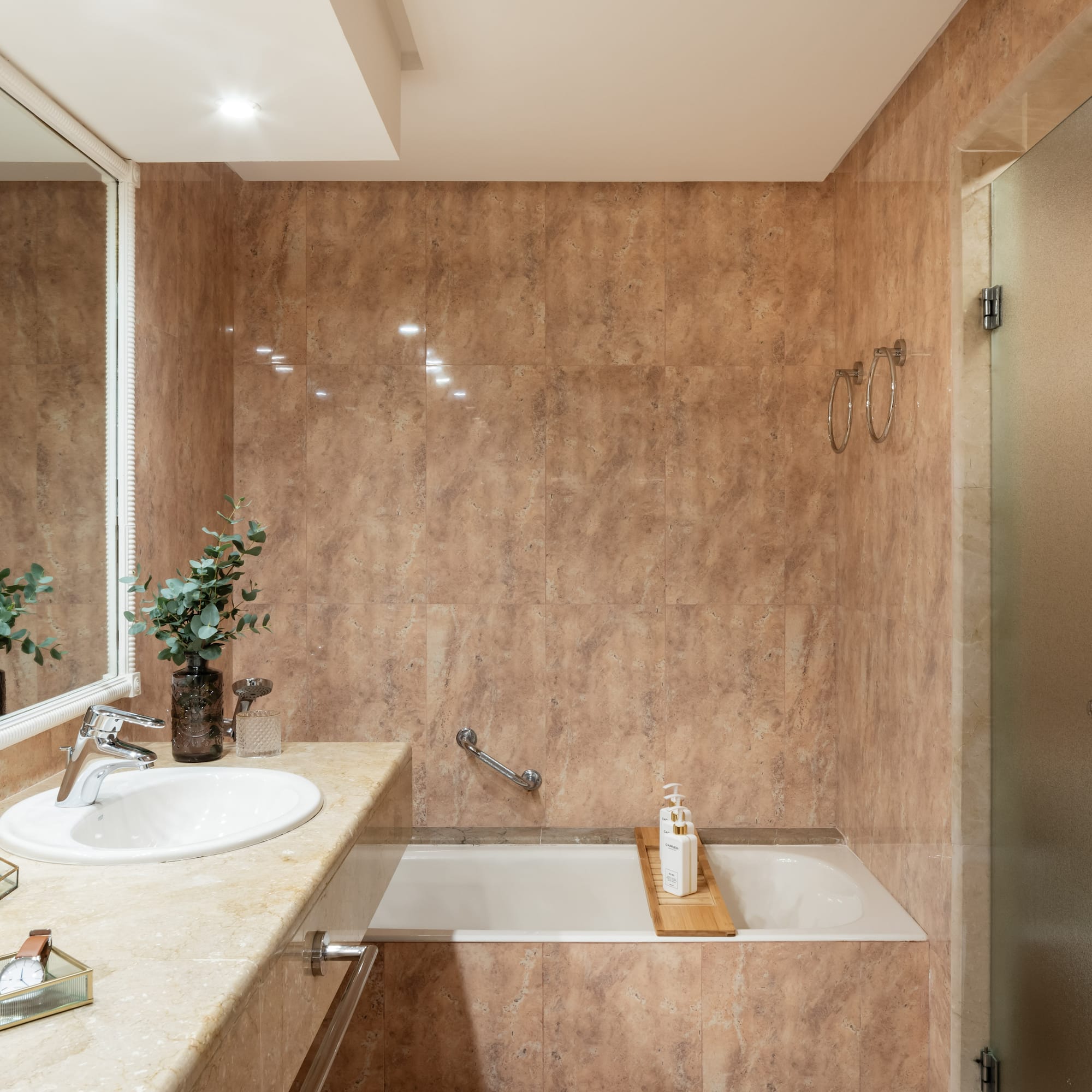 a bathroom with a sink and a bathtub