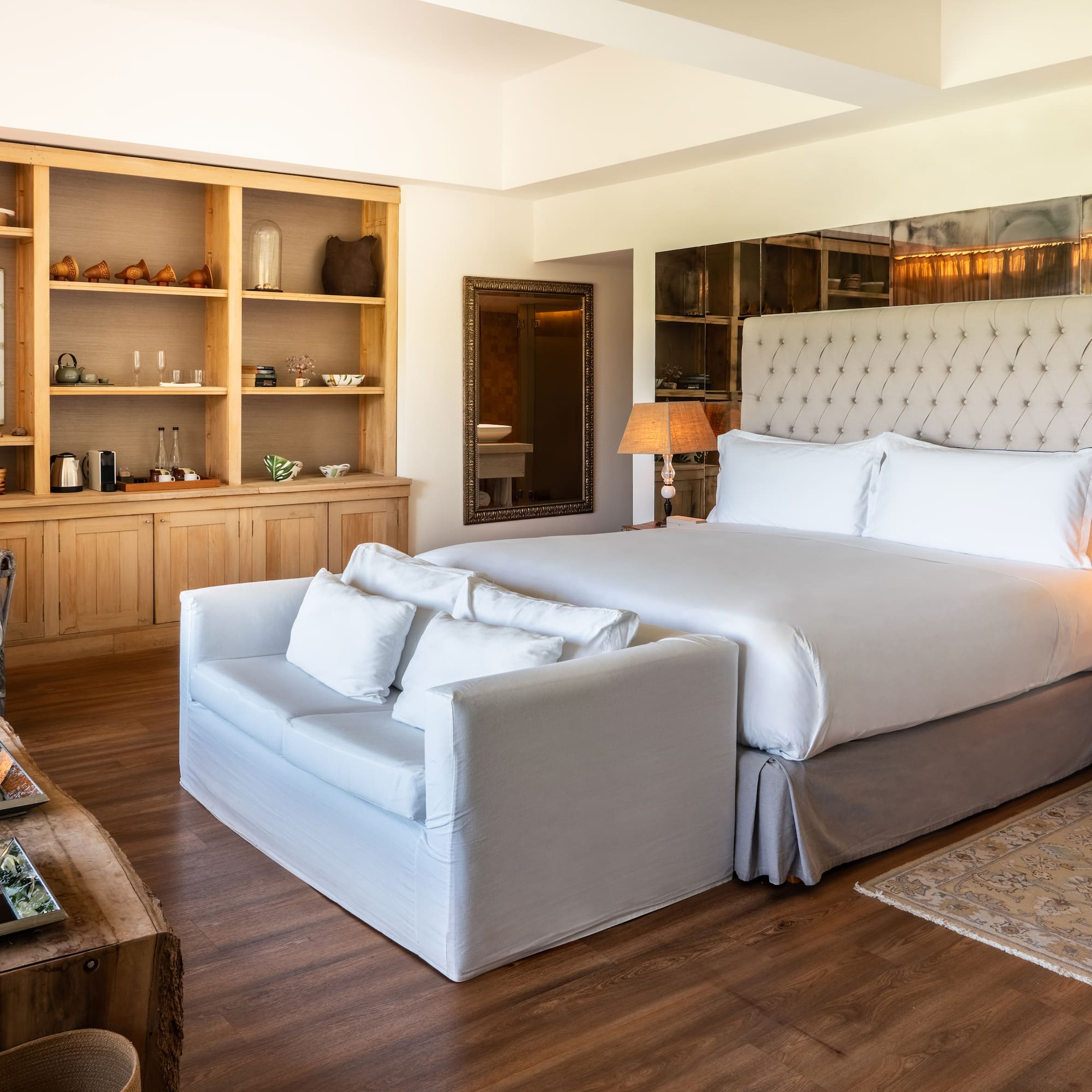 a room with a bed and a couch