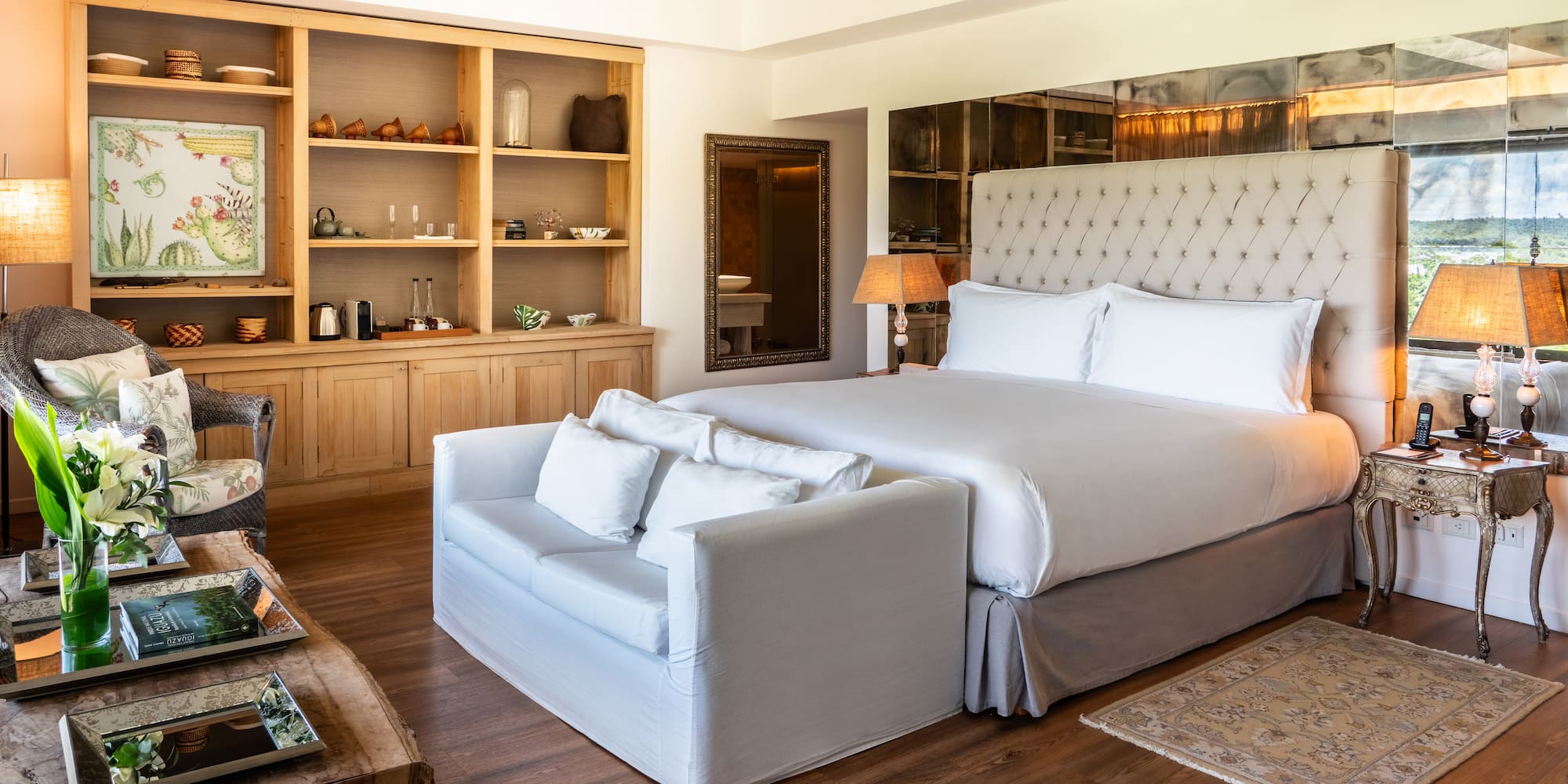 a room with a bed and a couch