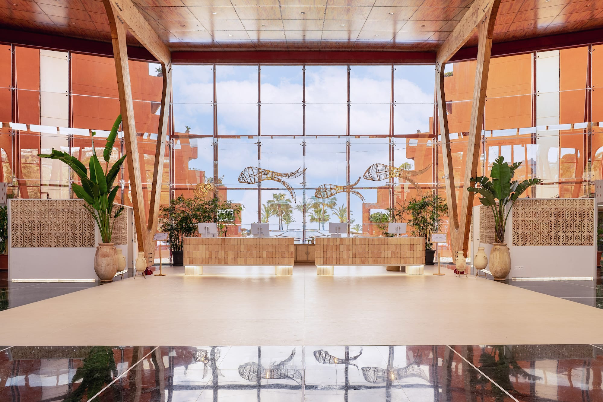 a large glass window in a building