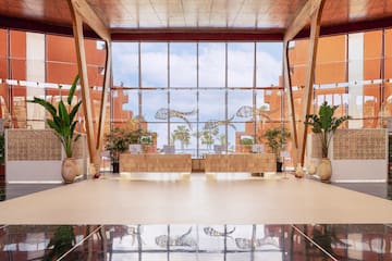 a large glass window in a building