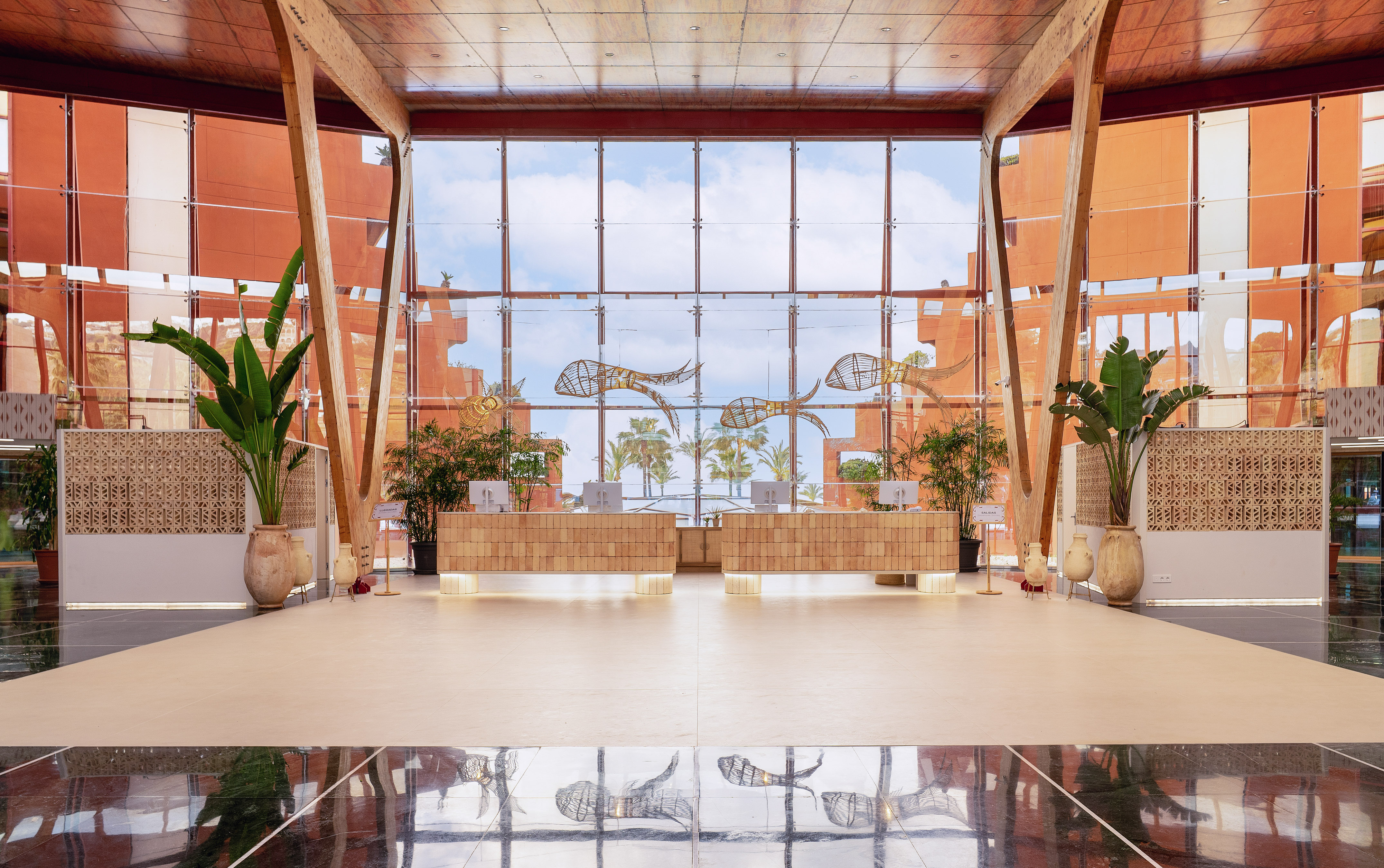 a large glass window in a building