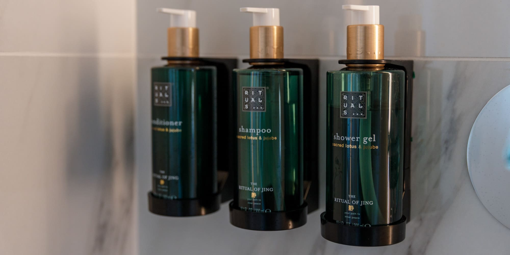 a group of bottles of shampoo and shower gel