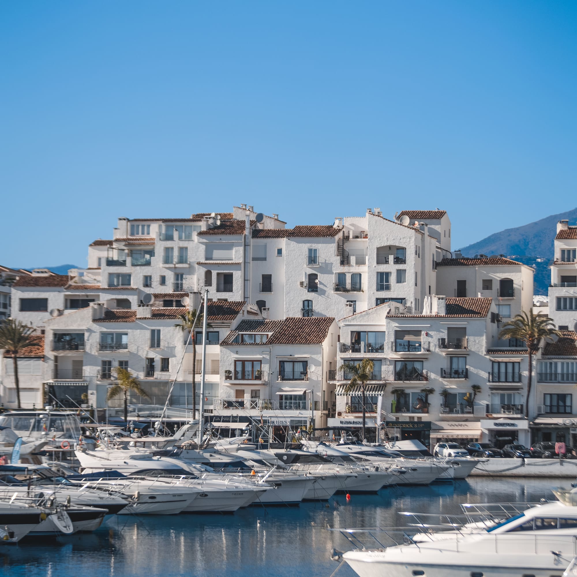 a group of boats in a harbor